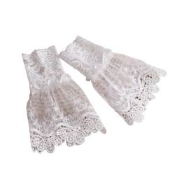 1 Paar gefälschte Manschetten, abnehmbare elastische Manschetten, Damen-Spitzen-Handgelenkmanschetten, plissiertes Hochzeitskleid-Zubehör (Color : Colour14-10 (1), Size : One size) von SBTRKT