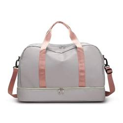 Erweiterbare Reisegepäcktasche, Sporthandtasche, Fitness, große Kapazität, Damen-Umhängetasche (Color : Grey, Size : 46x32cm) von SBTRKT