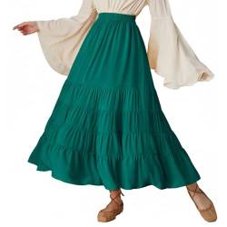 Mittelalter Damen Trachtenrock Vintage Elegant mit Knöpfe A-Linie Swing-Rock Grün M von SCARLET DARKNESS