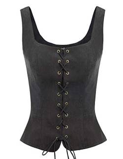 SCARLET DARKNESS Damen Elegante Wildleder Gothic Weihnachten Party Weste Schwarz L von SCARLET DARKNESS