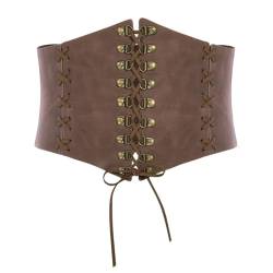 SCARLET DARKNESS Damen Wikinger Kostüm Renaissance mit Kippschalter Korsettgürtel Wide Leder Bindegürtel Dunkelbraun Breiter S von SCARLET DARKNESS