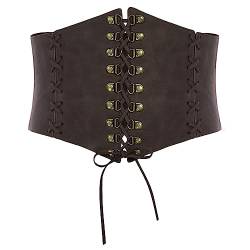 SCARLET DARKNESS Damen Wikinger Kostüm Renaissance mit Kippschalter Korsettgürtel Wide Leder Bindegürtel Kaffee Breiter S von SCARLET DARKNESS