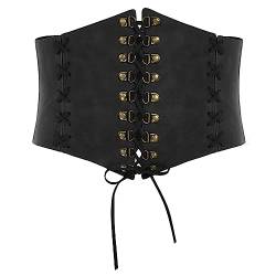 SCARLET DARKNESS Damen Wikinger Kostüm Renaissance mit Kippschalter Korsettgürtel Wide Leder Bindegürtel Schwarz Breiter S von SCARLET DARKNESS