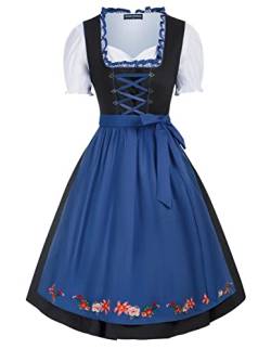 SCARLET DARKNESS Dirndlrock Dirndlbluse Dirndlschürze Bavarian Outfit Königsblau mit Rüschen S von SCARLET DARKNESS