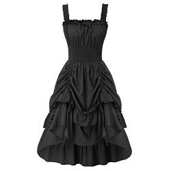 SCARLET DARKNESS Frauen Gothic Steampunk Kleid Ärmelloses High Low Kleid Schwarz M von SCARLET DARKNESS