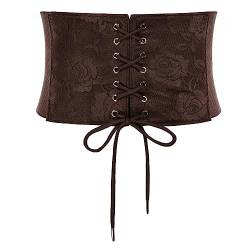 Scarlet Darkness Damen Renaissance-Stretch-Gürtel mit Spitzenüberzug vorne Taille Cinch-Gürtel, Coffee-style B, Klein von SCARLET DARKNESS