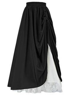 Scarlet Darkness Lange Röcke für Damen, doppellagig, viktorianischer Renaissance-Rock, Schwarz, XX-Large von SCARLET DARKNESS