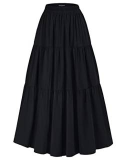 Scarlet Darkness Maxi Lange Röcke für Damen Sommer Flowy Renaissance Rock mit Taschen, Schwarz, Mittel von SCARLET DARKNESS