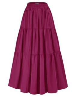 Scarlet Darkness Maxi-Röcke für Damen, Sommer, fließender Renaissance-Rock mit Taschen, Fuchsia, Klein von SCARLET DARKNESS