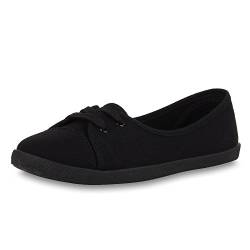 SCARPE VITA Damen Ballerinas Sportliche Stoffschuhe Slipper Flats 160497 Schwarz 37 von SCARPE VITA