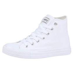 SCARPE VITA Damen High Top Sneaker Sportschuhe Kult Schnürer Freizeit Schuhe Sportliche Turnschuhe 172950 Weiss White 44 von SCARPE VITA