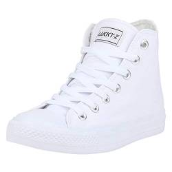 SCARPE VITA Damen High Top Sneaker Sportschuhe Kult Schnürer Freizeit Schuhe Sportliche Turnschuhe 172997 Weiss White 36 von SCARPE VITA