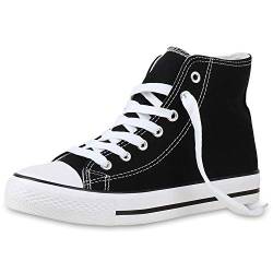 SCARPE VITA Damen High Top Sneakers Sportschuhe Stoffschuhe Freizeit Schuhe 135082 Schwarz Black Basic 38 von SCARPE VITA