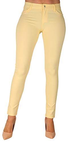 SCARPE VITA Damen Hosen Regular Waist Treggings Skinny Fit High Stretch Strass 5-Pocket-Style Figurbetont 10105201337 Gelb 40 von SCARPE VITA