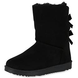 SCARPE VITA Damen Schlupfstiefel Warm Gefütterte Stiefel Schleifen Schuhe 165729 Schwarz 36 von SCARPE VITA