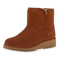 SCARPE VITA Damen Schlupfstiefeletten Warm Gefütterte Leder Stiefeletten Profilsohle Schuhe Bequeme Keilabsatz Freizeitschuhe 198566 Tan 37 von SCARPE VITA