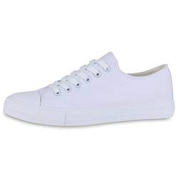 SCARPE VITA Damen Sneaker Low Basic Turnschuhe Schnürer Freizeit Schuhe Canvas Stoff Schnürschuhe 172863 Weiss Weiss Low 45 von SCARPE VITA