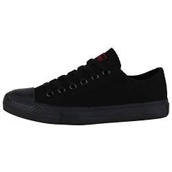 SCARPE VITA Damen Sneaker Low Canvas Schuhe Basic Turnschuhe Schnürer Freizeit Sportschuhe 172874 Schwarz Schwarz Total 37 von SCARPE VITA