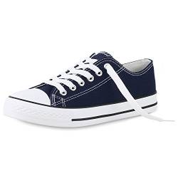 SCARPE VITA Damen Sneaker Low Canvas Stoff Schuhe Basic Turnschuhe Schnürer Freizeit Sportschuhe 154505 Denim Blau 41 von SCARPE VITA