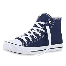 SCARPE VITA Damen Sneakers High Top Sportschuhe Stoffschuhe Freizeit Schuhe 153630 Dunkelblau 37 von SCARPE VITA