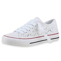 SCARPE VITA Damen Sneakers Stoffschuhe Spitze Sportschuhe Freizeit Schuhe 160415 Weiss White Total 37 von SCARPE VITA