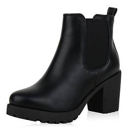 SCARPE VITA Damen Stiefeletten Chelsea Boots Plateau Booties Profil Schuhe 168405 Schwarz 38 von SCARPE VITA