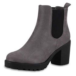 SCARPE VITA Damen Stiefeletten Chelsea Boots Profilsohle 70s Schuhe 110384 Grau Schwarz 38 von SCARPE VITA