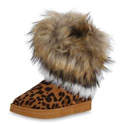 SCARPE VITA Damen Stiefeletten Schlupfstiefel Warm Gefütterte Winter Stiefel 171798 Leopard Hellbraun 37 von SCARPE VITA