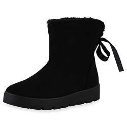 SCARPE VITA Damen Stiefeletten Warm Gefütterte Schlupfstiefeletten Schleifen Schuhe Flache Stiefel Winterboots 198555 Schwarz Schwarz Total 38 von SCARPE VITA