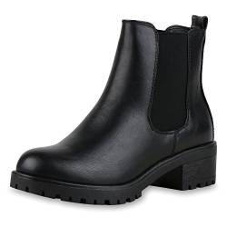 SCARPE VITA Gefütterte Damen Chelsea Boots Plateau Stiefeletten Profilsohle 164159 Schwarz Gefüttert 38 von SCARPE VITA