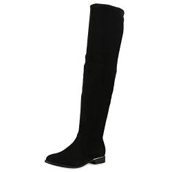 SCARPE VITA Gefütterte Damen Overknees Metallic Winter Stiefel Leder-Optik 151732 Schwarz Gefüttert 41 von SCARPE VITA