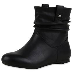 SCARPE VITA Gefütterte Damen Schlupfstiefel Nieten Stiefeletten Leder-Optik 165651 Schwarz 36 von SCARPE VITA