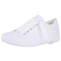 SCARPE VITA Herren Sneaker Low Basic Turnschuhe Schnürer Freizeit Schuhe Canvas Stoff Schnürschuhe 175089 Weiss Weiss Total 45 von SCARPE VITA