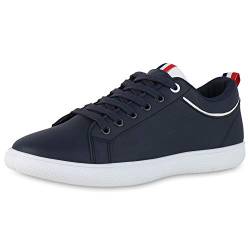 SCARPE VITA Herren Sneaker Low Turnschuhe Schnürer Lack Leder-Optik Schuhe Bequeme Freizeitschuhe 190765 Dunkelblau Blau 44 von SCARPE VITA