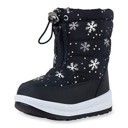 SCARPE VITA Kinder Warm Gefütterte Winter Boots Gesteppte Booties Metallic Stiefel Winterschuhe Prints Schuhe 198358 Dunkelblau Metallic 27 von SCARPE VITA