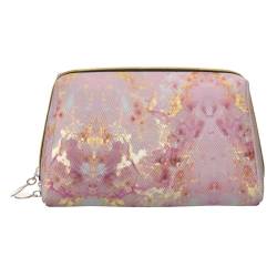 Corgi Floral Flowers Make-up Tasche,Tragbare Leder Kosmetiktasche,Reise Organizer Beutel Wasserdichte Kulturtasche, Textur Marmor Rosa, Einheitsgröße von SCAUA