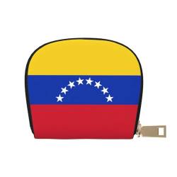 Kleines Kartenetui mit Reißverschluss für Damen/Herren, aus PU-Leder, Kartenetui, Kreditkartenetui, Flagge Venezuela, Einheitsgröße von SCAUA