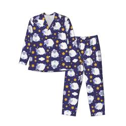 Lavendelfeld-Pyjama-Set für Herren, weich, langärmelig, Pyjama und lange Hose mit Taschen, lässig, lockere Hausbekleidung, schaf, L von SCAUA