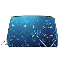 Make-up-Tasche mit Galaxie-Libellen-Motiv, groß, tragbar, Leder, Reise-Organizer, wasserdichte Kulturbeutel, Blau Mini Blume Wirbel, Einheitsgröße von SCAUA