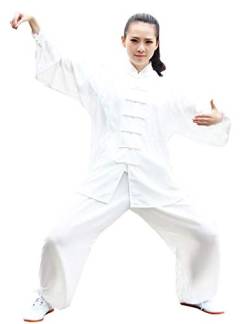SCDXJ Tai Chi Kleidung Baumwolle Seide Männer und Frauen Praxis Kleidung Kampfsport Kleidung, Weiß - weiß - Größe: X-Large von SCDXJ