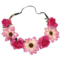 Haarband für Damen und Mädchen, Sonnenblume, Rosenkrone, Hochzeit, Festival, Haarband, Haargirlande (rosarot) von SCF2017