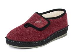 SCHAWOS Damen Filz Hausschuh, Modell Johanna, Qualitäts-Pantoffel für den Winter, anatomisches Fußbett, aktive Fersendämpfung, warm gefüttert (Bordeaux, numeric_38) von SCHAWOS