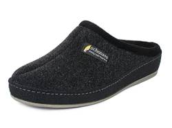 SCHAWOS Filz Hausschuh für Herren, Qualitäts-Pantoffel, Made in Germany, mit anatomisch geformtem Fußbett und aktiver Fersendämpfung, Modell: gefüttert (Schwarz (24W), 43 EU, numeric_43) von SCHAWOS