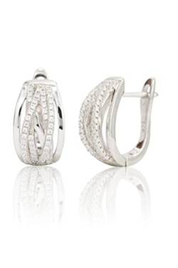 SCHEPPE SCHMUCK Damen Ohrring Ohrhänger Creole 925 Sterling Silber mit je 49 Cubic Zirkonia Steinen 1 Paar (weiß) von SCHEPPE