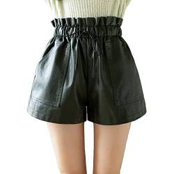 SCHHJZPJ High Waisted Wide Leg Black Faux Leather Shorts für Frauen, Smaragdrün, Klein von SCHHJZPJ