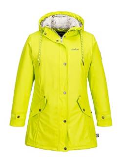 SCHIETWETTER Damen Regenjacke Büffelfell Mima, Friesenerz, Kuschelfleece, Regenparka, PU-Jacke, gefüttert, wasserdicht, winddicht lime 44 von SCHIETWETTER