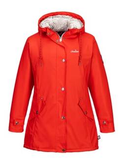 SCHIETWETTER Damen Regenjacke Büffelfell Mima, Friesenerz, Kuschelfleece, Regenparka, PU-Jacke, gefüttert, wasserdicht, winddicht red 42 von SCHIETWETTER