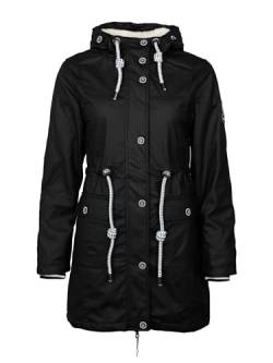 SCHIETWETTER Damen Regenjacke Greetsiel, Friesennerz, mit Teddyfleece, Regenparka, verschweißte Nähte, Regenmantel, gefüttert, wasserdicht, winddicht schwarz 40 von SCHIETWETTER