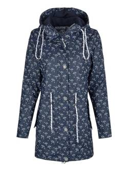 SCHIETWETTER Damen Regenjacke Lübeck, Friesennerz, Minimalprint, Regenmantel, Regenparka, wasserdicht, winddicht navy-weiss 36 von SCHIETWETTER