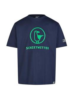 SCHIETWETTER Herren T-Shirt Fabian, Logo-Print, luftig Navy/Neongreen L von SCHIETWETTER